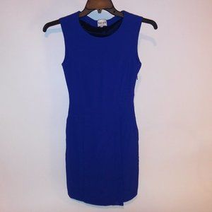 Reiss Dress Size 2 Solid Royal Blue Pencil Sleeveless Pockets Faux Wrap Bust 15"